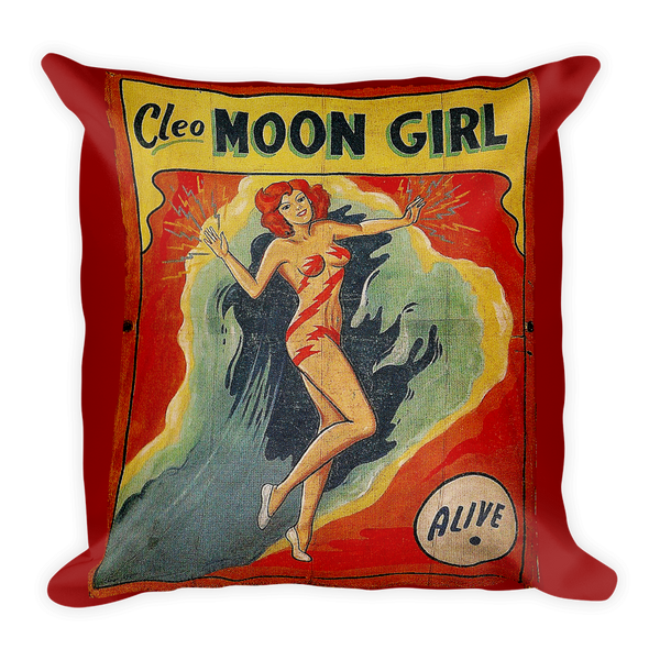 Antique Double sided Freak Show Side Show Banner Pinup Stars Pillow