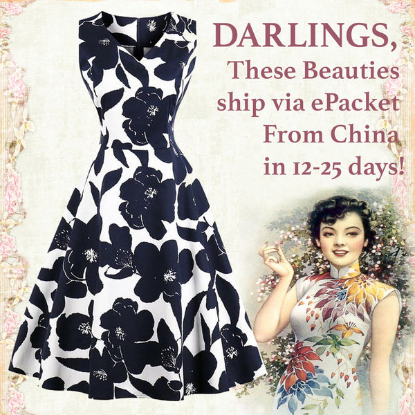 Navy Blue Floral Fit and Flare Swing Dress