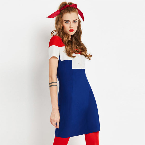 Vintage 1960s Red White and Blue Mini Go Go Mod Dress