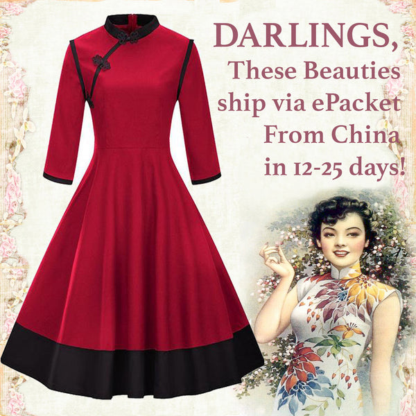 Cheongsam Mandarin Inspired Red and Black Swing Dress