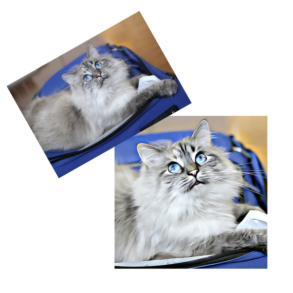 Custom Pet Painting Portrait on Square Pillow