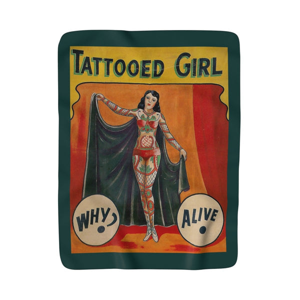 Tattooed Lady Sideshow Freak Show banner Sherpa Fleece Blanket