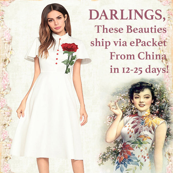 White Flutter Sleeves Dress with Rose Embroidery